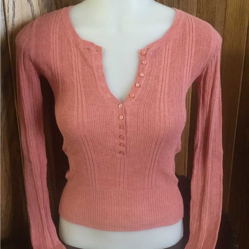 Rare Abercrombie & Fitch Henley Knit Top Sweater